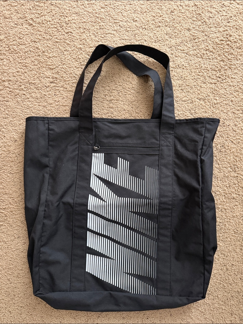 Nike Black Tote Bag with Vertical Striped Logo